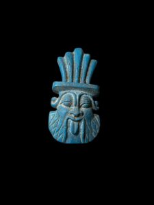 Hand-Carved Porcelain God Bes Statue: Egyptian Home Decor - Image 1