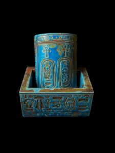 Egyptian Scarab Box: Ancient Inscription, Ankh Key Design - Image 1