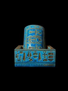 Egyptian Scarab Box: Ancient Inscription, Ankh Key Design - Image 1