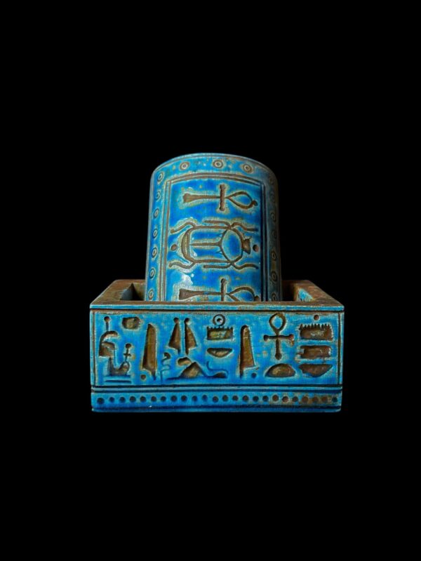 Egyptian Scarab Box: Ancient Inscription, Ankh Key Design