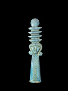 Goddess Hathor Column with Djed Pillar and Sun Disk - Image 1