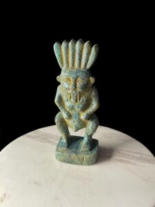 Hand-Carved God Bes Statue: Egyptian Art Home Decor - Image 1