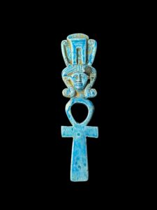 Egyptian Goddess Hathor Column with Ankh key of life symbol - Image 1