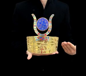 Goddess Hathor Horn Crown: 18k Gold Dipped Copper, Kemetic Tool - Image 1