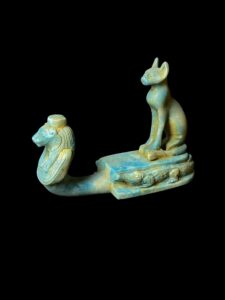 Egyptian Goddess Bastet Cat Statue with Sekhmet and Sobek - Image 1
