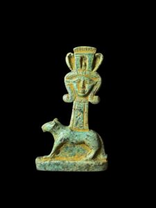 Egyptian Goddess Hathor Column with Leopard. - Image 1