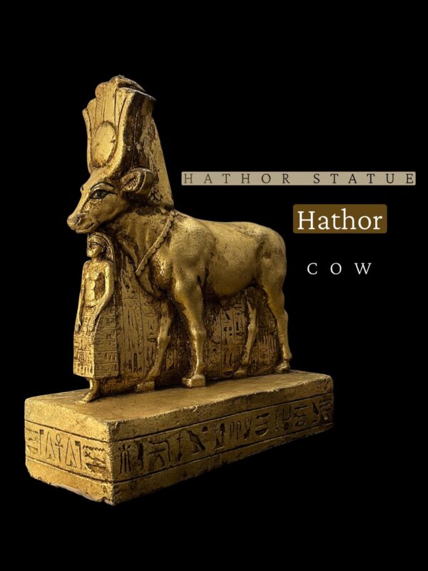 Goddess Hathor Statue with Amenhotep II: Vintage Egyptian Replica