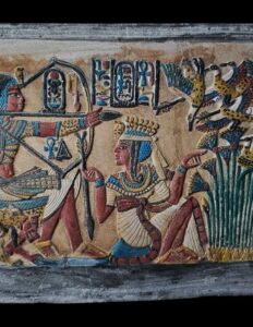 Ancient Egyptian Stone Art Relief: Pharaonic Mythology Home Decor - Image 1