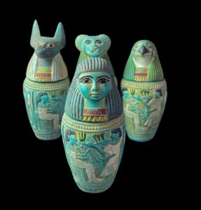 Handcrafted Canopic Jars Figurines: Sons of Horus, Egyptian Decor - Image 1