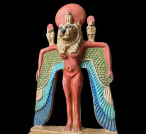 Egyptian Goddess Sekhmet with Egyptian Cobra symbol and Nekhbet wings - Image 1