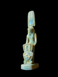 Egyptian Goddess Sekhmet Protecting Hathor Statue - Image 1