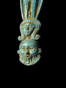 Goddess Hathor with God Bes form statue - Image 1