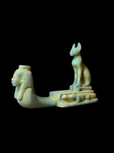 Egyptian Goddess Bastet Statue with Isis: Home Decor Figurine - Image 1