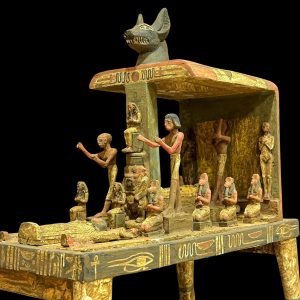 Funeral Boat of God Anubis, Egyptian Museum Ship Statue: Royal Memorial Procession Replica - Image 1