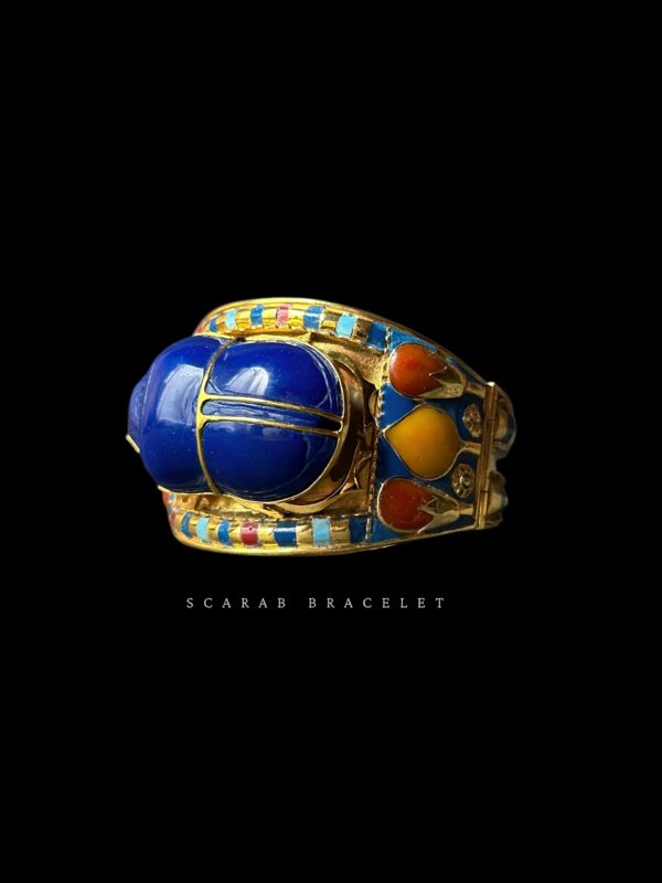 Tutankhamun Scarab Bracelet: Lapis Lazuli, 24k Gold Plated