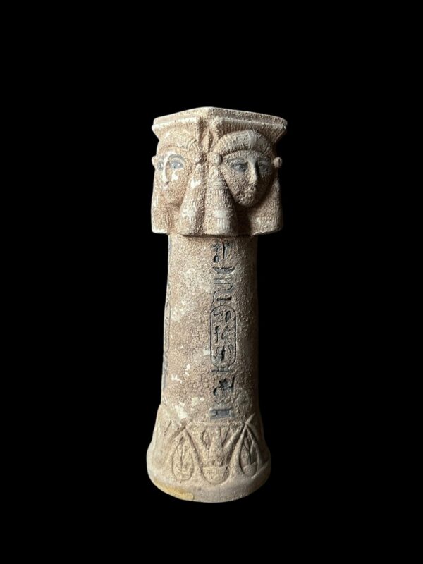 Vintage Egyptian Goddess Hathor Stone Candle Holder