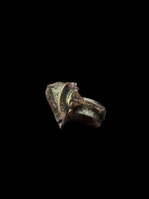 Vintage Bronze Goddess Hathor Ring - Egyptian Style
