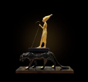 King Tutankhamun Statue on Leopard: Egyptian Museum Replica - Image 1