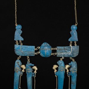 Porcelain Winged Scarab Pectoral: 24k Gold Nefertiti Replica - Image 1