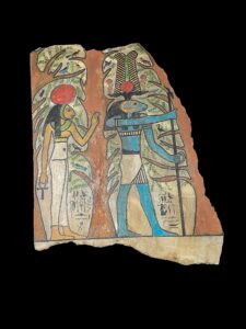 Ancient Egyptian Wall Relief: God Khnum & Goddess Sekhmet Art - Image 1