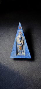 Egyptian Pyramid replica statue is made of stone and a pharaoh statuette. - Image 1