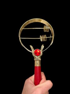 Goddess Hathor Sistrum with Horn symbol, Egyptian musical instruments sistrum, Ancient religious artifacts, Sistrum museum collections. - Image 1