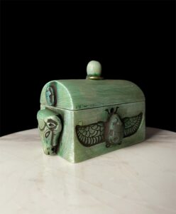 Goddess Hathor magical box with winged Beetle scarab for protection and good luck - Image 1