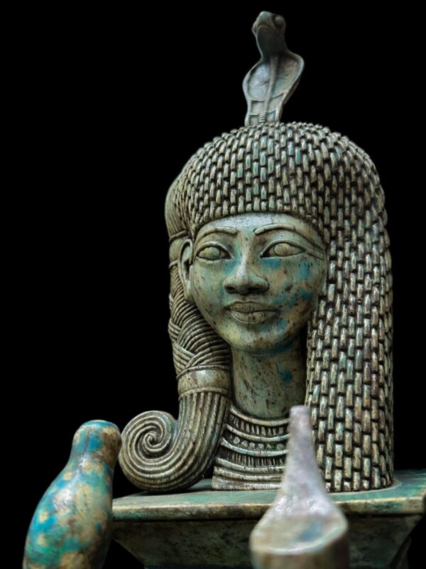 Handcarved Flamestone Egyptian Queen Statue: Rare Ancient Decor