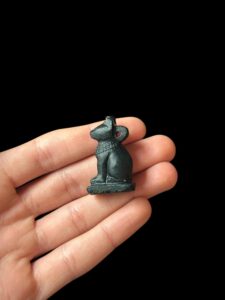 Basalt Bastet Cat Amulet, Egyptian Goddess Pendant - Image 1