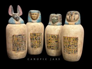 Ancient Egyptian Canopic Jars: Sons of Horus Figurines - Image 1
