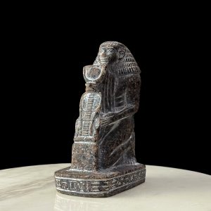 Egyptian High Priest Statue: Wadjet Cobra & Hathor Sun Disk - Image 1