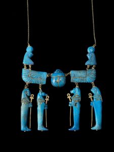 Porcelain Egyptian Pectoral: Winged Scarab & Horus Sons Replica - Image 1