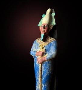 Basalt Egyptian God Osiris Statue: Natural Colors - Image 1