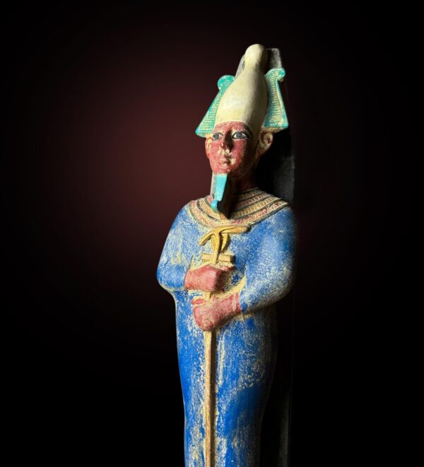 Basalt Egyptian God Osiris Statue: Natural Colors