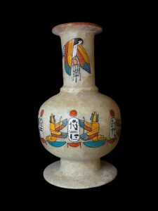 God Horus Alabaster Vase: Egyptian Decor with Cobra Goddess & Eye of Ra - Image 1