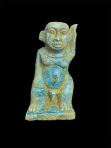 Hand-Carved Porcelain God Bes Statue: Egyptian Art Decor - Image 1