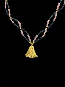 Egyptian Lotus Flower Necklace: Beaded Charm, Made in Egypt - Image 1