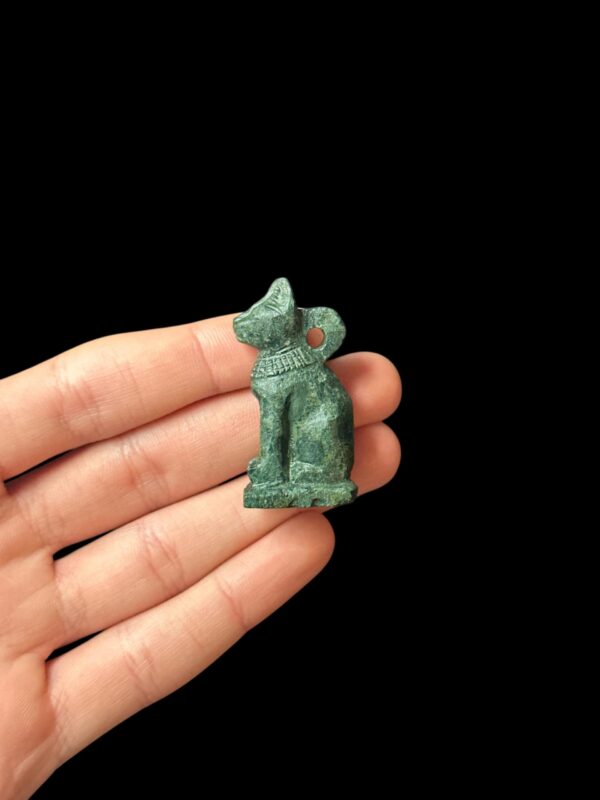 schist stone Bastet Cat Amulet, Egyptian Goddess Pendant