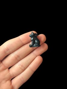 Basalt Bastet Cat Amulet, Egyptian Goddess Pendant - Image 1