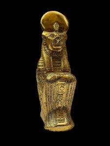 Gold Leaf Sekhmet Statue: Egyptian Goddess Decor - Image 1
