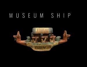 Egyptian Museum Ship Statue: Royal Memorial Procession Replica - Image 1