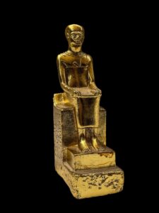 Golden Imhotep Statue - Ancient Egyptian Engineer Imhotep - the builder of Djoser's unprecedented step pyramid complex - Image 1