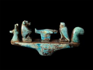 Egyptian Museum ship representing the royal King's memorial procession. replica ship statues made of stone from Ancient Egypt - Image 1