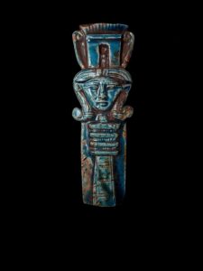 Handmade Goddess Hathor Statuette with Djed Pillar: Vintage Stone - Image 1