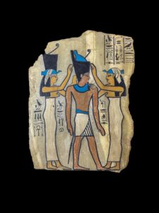 Ancient Egyptian Wall Relief: Handcrafted Temple Art - Image 1