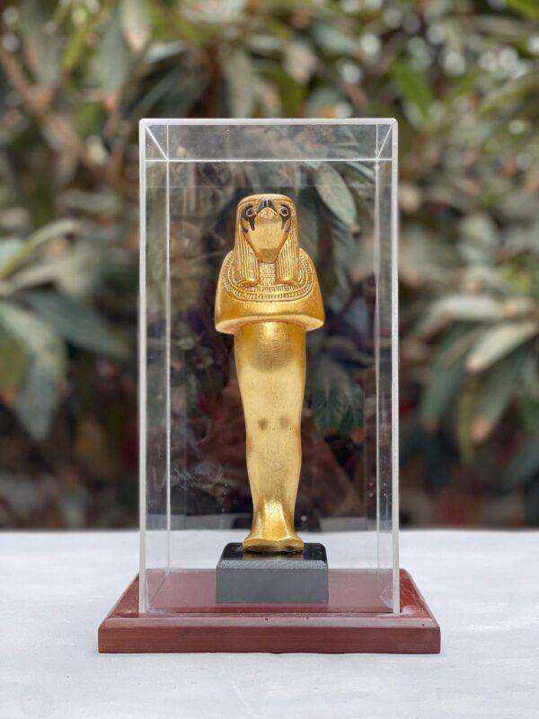 Gold Leaf Egyptian God Horus Stone Statue