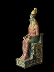 Basalt Egyptian God Horus Statue with Eye of Ra - Image 1