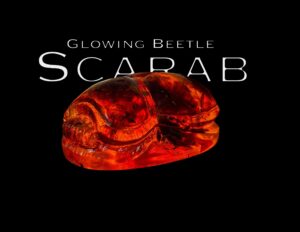 Glowing Amber Dust Scarab Beetle: Egyptian Good Luck Symbol - Image 1
