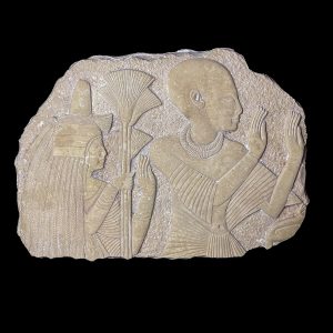 Egyptian Limestone Wall Relief: Vintage Tomb Replica Decor - Image 1