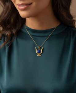 Goddess Hathor Horn Amulet, Authentic Egyptian Craftsmanship, Spiritual Protection & Empowerment - Hathor pendant necklace. 24k gold plating - Image 1